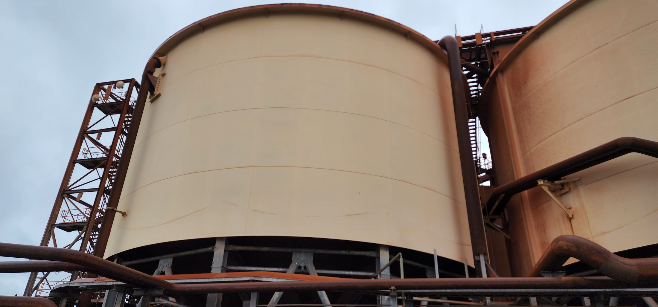 Large industrial aboveground storage tank at an Australian processing facility